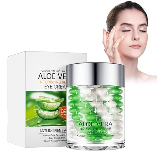 Eazerom 02 Crema hidratante para ojos 60g con Aloe Vera, Crema reparadora para ojos, Cream para el contorno de eye contra ojeras e hinchazón, Tratamiento iluminador instantáneo e hidratante
