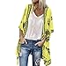 Produktbild Fenverk Damen Bikini Cover Up Boho Strandkleid Kimono Chiffon Cardigan Sommer 3/4 äRmel Leicht Tuch Lange Mit Blumen Muster(Gelb,S)