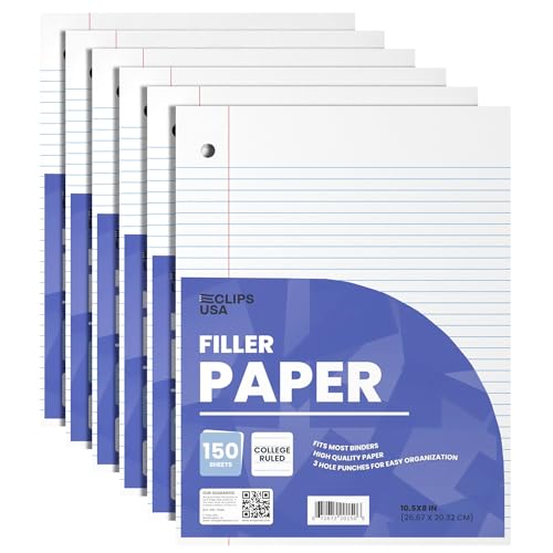 Papier ligné universitaire de 26,7 x 20,3 cm en grand lot de 900 feuilles volantes