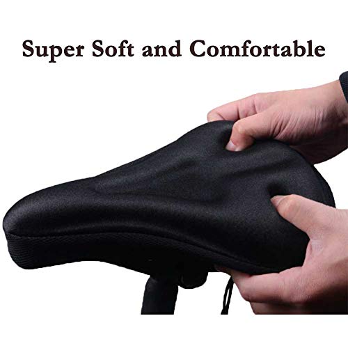 Karetto Bike Gel & Foam Seat Cover Excercise Bicycle Saddle Cover with Drawstring, Rain and Dust Resistant,Reflective Band Bandanas ,Soft Cover for Mountain, Road and Cruiser Bikes…
