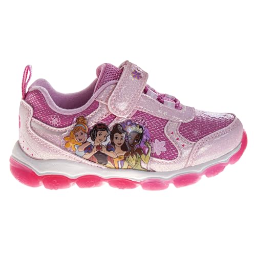 Disney Princess Shoes Led Light Up - Cinderella Snow White Belle Tiana - Girls Athletic Lightweight Tennis Breathable Running Sneakers thumb #1