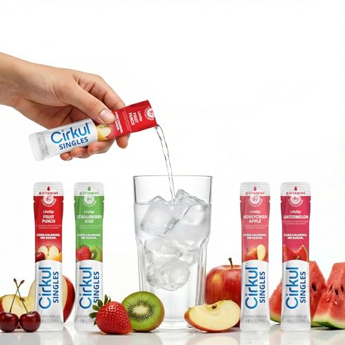 LifeSip® Cirkul® Singles 24-Pack, B-Vitamins Flavor Water Variety Pack, No Sugar, Zero Calorie Drink Mix, (6 Fruit Punch, 6 Strawberry Kiwi, 6 Honeycrisp Apple, and 6 Watermelon)