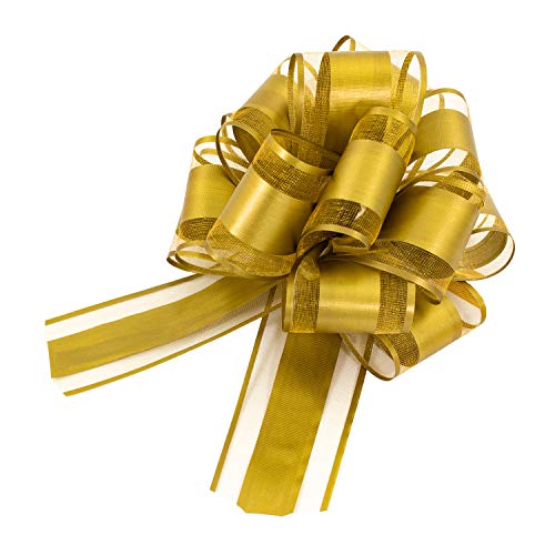 Oblique Unique® Geschenk Schleife mit Geschenkband Matt für Geschenke Tüten Zuckertüten zum Basteln Dekorieren Verzieren - Farbe wählbar (Gold)