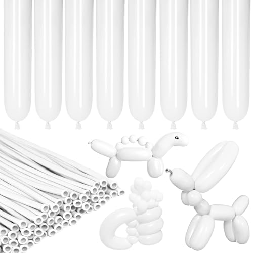 Image of LXZFCRG 260 Balloons White Long Ballons for Balloon Animals, 100pcs Twisting Ballons for Balloon Garland Animals Modeling Birthday Wedding Party Decorations (White)