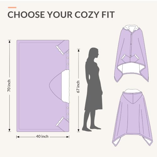 HOMLYNS Wearable Heated Blanket Wrap with Hood, 40 x 70 in, Purple - image 9