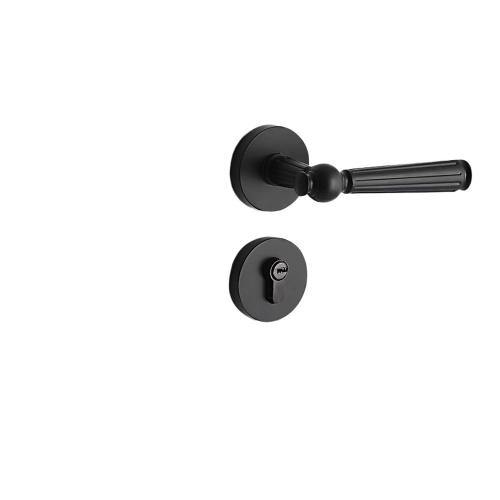 NYRXRYTCA Indoor Door Lock Bedroom Simple Magnetic Silent Black zinc Alloy Handle Lock Door Handle Split Wooden Door Lock(Yahei B 5845 lock body)