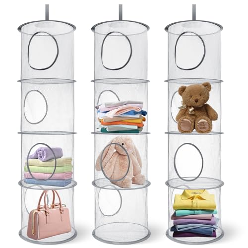 Fentar 2Pcs Organizador Colgante, Red de Almacenamiento Colgante de 4 Pisos, Caja de Almacenamiento de Juguetes Plegables, Red de Almacenamiento Suave para Juguetes Ropa y Edredones