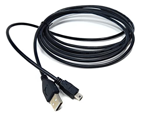 DRUT 5m Mini USB to USB 24AWG 2.0 Hi-Speed 2.0 A-Male to Mini-B 5pin Cable Power & Data Lead (16.5ft, Black Nickel Connectors)