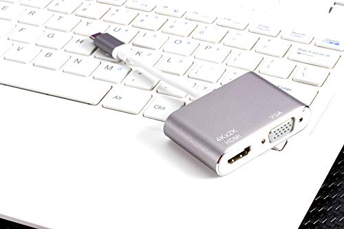 USB C to VGA Adaptor | USB C to HDMI 4K | Thunderbolt 3 (USB C Type) to VGA HDMI UHD for iPad/MacBook Pro/Samsung S8 S9