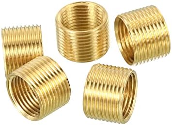 PATIKIL M14 to M12 Fine Thread Adapter Reducer Thread Reducing Nuts Insert, 5 Pack 10mm Threaded Hollow Tube Adapter Brass Coupler Connector Pipe Fitting