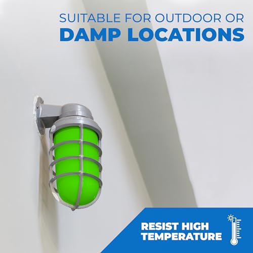 Image of OHLECTRIC Green Replacement Weather Tight Light Fixture - Threaded Bulb Cover - Sturdy Clear Glass Protectant - Frosted Globe Shade - Outdoor Vapor Proof Fixture