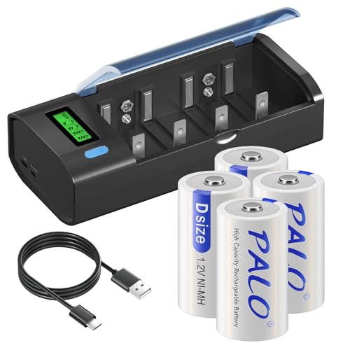 Chargeur ABSINA Pour Piles AA AAA 9V + 4 Piles AA 2900mAh - Chargeur Intelligent Avec écran LED