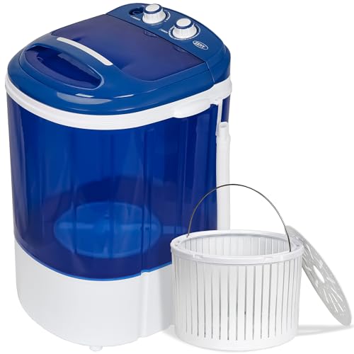 ZENY Portable Mini Washing Machine 5.7 lbs Washing Capacity Semi-Automatic Compact Washer Spinner Small Cloth Washer Laundry Appliances for Apartment, RV, Camping, Single Translucent Tub Blue