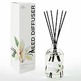 BITSOTA Vanilla Cream Reed Diffuser Set for Bathroom & Home, Long Lasting Essential Oil Aroma, Glass Bottle Home Fragrance with Sticks, Ideal Gift for Woman, 3.52oz (100ml)