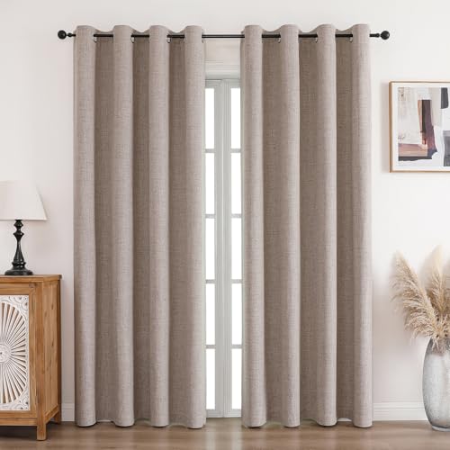 CUCRAF Cortinas Opacas de Lino 100% con Ojales, 229 x 167 cm, Juego de 2 Unidades, térmicas, protección contra el frío, Aislamiento acústico, para salón o Dormitorio