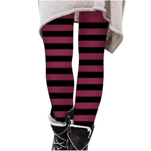 Leggins Niña Largos de Halloween Navidad Cintura Alta Elástica Pantalones Largo Elástico de Rayas Ligero Cómodo Mallas Otoño e Invierno Moda Versátil Legging para Cosplay Carnaval Navideño Fiesta
