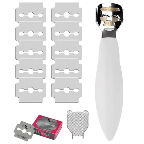 YNR Callus Remover for Feet - Foot File Corn & Callus Remover, Pedicure Tool Includes 10 Replacement Heads, Heel Scrubber & Scraper, Corn Remover for Feet | (White)