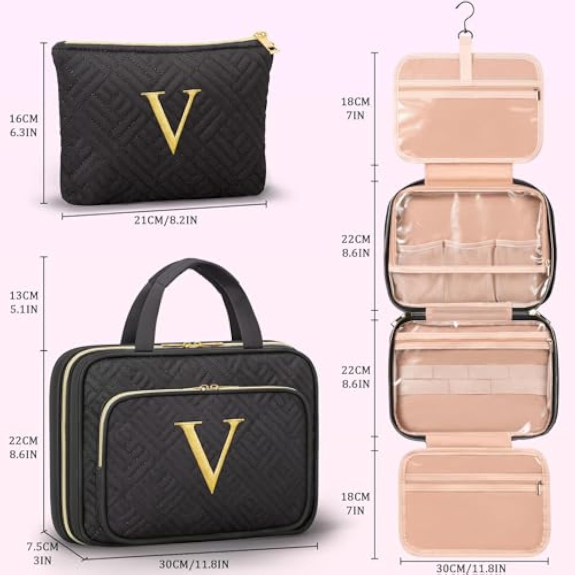 Personalized Initial Toiletry & Makeup Bag