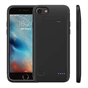 WELUV Akkuhülle für iPhone 6 6s 7 8 SE 2020 ladehülle 4000mAh mit Ständer Batterie Case Ultra Dünn Akku hülle ladehuelle Handyhülle Schutzhülle Backup Powerbank Schwarz Geschenk Neu