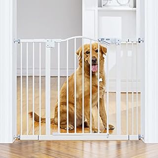 InnoTruth Wide Baby Gate for Dogs, Auto Close Pet Gate 29” to 39.6” Width with 30” Height, Tall Safety Coverage for Stairs, Doorways, Bedrooms, Wall Pressure Mount, White (B08NKJG8FR)