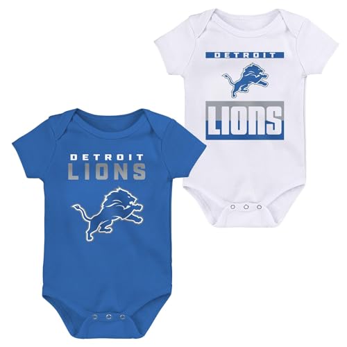 Outerstuff Pro Football Newborn Infant Huddle & Cuddle 2 Pack Creeper Onesie Set - (0-24 months) (US Age 12 Months Detroit - Lions Blue/White)
