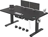 Devoko Escritorio Elevable 140x80cm con Tablero de 18 mm, Ruedas y Puerto Type-C, Escritorio Eléctrico, Regulable en Altura con Bandeja de Gestión de Cables (Negro)
