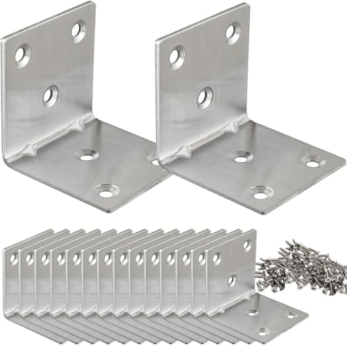 LOSYHU Angle Brackets Pack of 20, Heavy Duty Corner Bracket for Wood