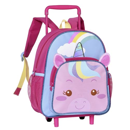 Mochila de Rodas Escolar Oficial Clio Pets Unicórnio (Rosa)