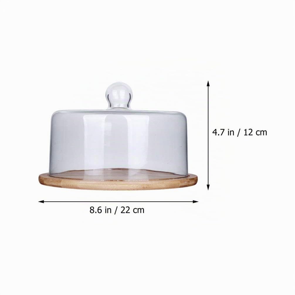 Cabilock Cloche Alimentaire En Verre Avec Plateau Rond 9.25 Pouces Couverture De GâTeau Protectrice Pour Buffet RéCeption FêTe