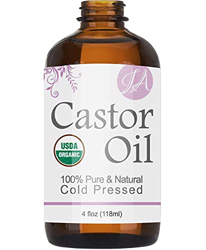 Castor Oil (Organic - 4oz) 100% Pure & Natural - Cold Pressed, Hexane & Chemical Free - All-Natural Carrier Oil Solution - Eyelash Serum - Helps Stimulate Growth for Lashes, Eyebrows, Hair, & More!