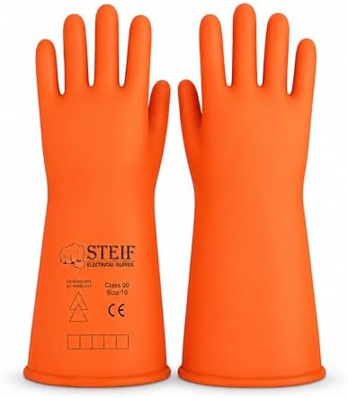 STEIF Electrical Gloves, Electrician High Voltage Hand Shape Waterproof Safety Protective Work Gloves, CLASS 00 Insulating 2500 Volts (500V WORK) Electrical Hand Gloves Rubber Gloves