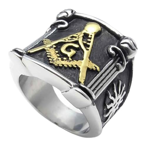 Bague homme acier inoxydable qui ne rouille pas motif franc-maçon