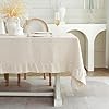 Ruffle Linen Tablecloth 100 French Linen Natural Tablecloth 120 x 60 Inch Washable Rectangular Tablecloth for Dining Outdoor Weddings and Restaurants Decorative Valentine Easter