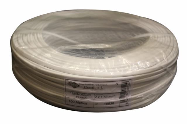 Cemi - Cable manguera plana 2hilos x 1,5Ømm. Blanco rollo 100mts.