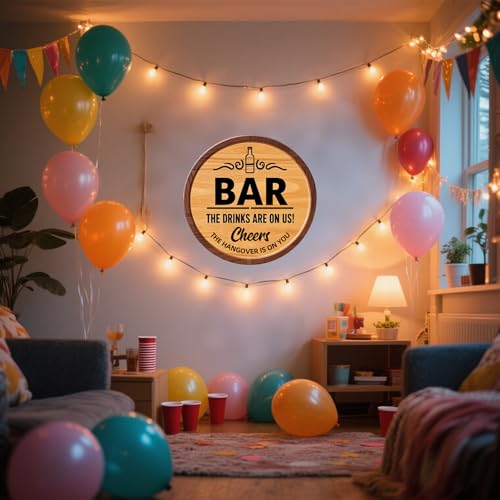 Image of Bar Signs for Home Bar, Wooden Man Cave Vintage BarSign, Home Bar Decor for Bistro, Party, Club & Wall Accessories (Bar Signs)