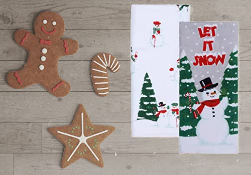 St. Nicholas Square Kitchen Hand Towels, Set Of 2, Winter Snowman Let It Snow Theme Cotton Dishtowels For Home Decorating #TOP5