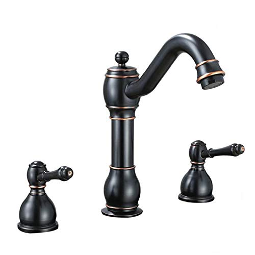 Robinet mitigeur en laiton patine noire double poignée style haut de gamme