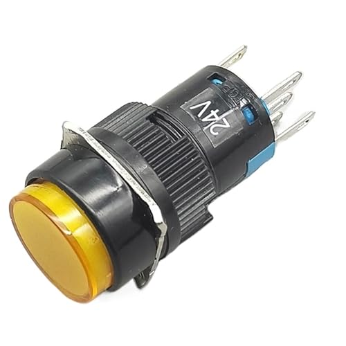 Interruptor pulsador LED amarillo de 16mm ideal para automatizar cuadros eléctricos de barcos