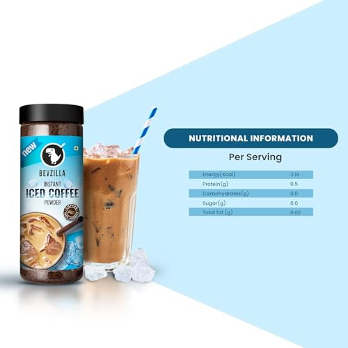 Image of Bevzilla 200g Instant Iced Coffee Powder | Perfect Cold Coffee + 10 Assorted Milkshake Cubes (Hazelnut Chocolate, Strawberry, Creamy Vanilla, Butterscotch) | Hot & Cold Beverage Combo (Pack of 3)
