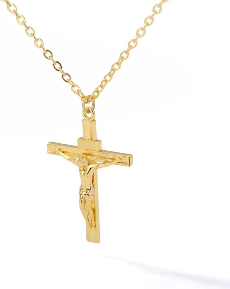 Stainless Steel Cross Crucifix Necklace for Men Women - Dainty Religious Jewelry Baptism Gift, Hypoallergenic Unisex Pendant for Everyday Wear