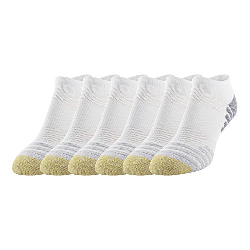 Gold Toe Women's Sport Tech Graphic No Show Socks, 6 Pairs, white/grey, Shoe Size: 6-9