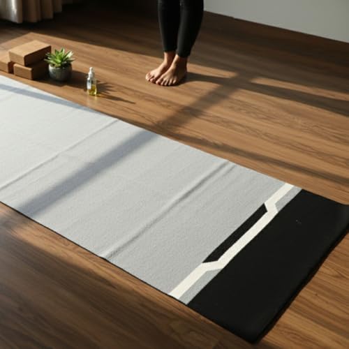 Image of Pure cotton anti-skid, machine wash yoga mat. 73inches x 24inches, 5mm thickness (5mm (Grey))