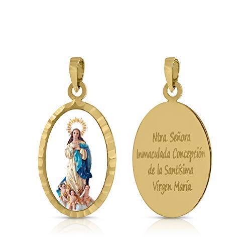 Médaille Image Vierge or 18K pendentif religieux Vierge Immaculée Conception