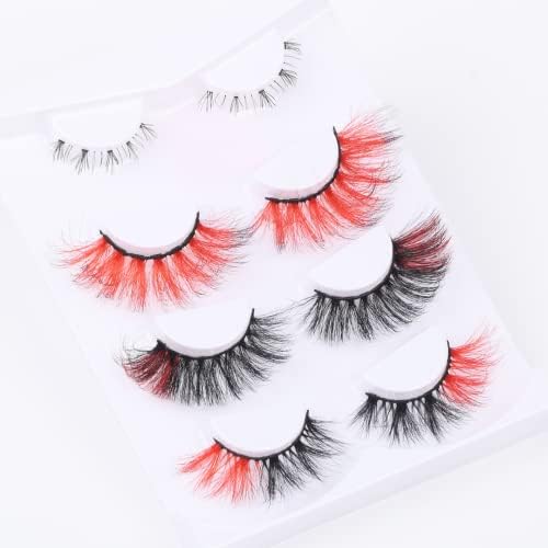 RED LASHES - Colored Faux Mink Lash Set - Colorful Glitter Eyelashes, Bottom Lower Lash in Pack, Eyelash Extension Sets: Red Cosplay, Anime, Drag False Lashes