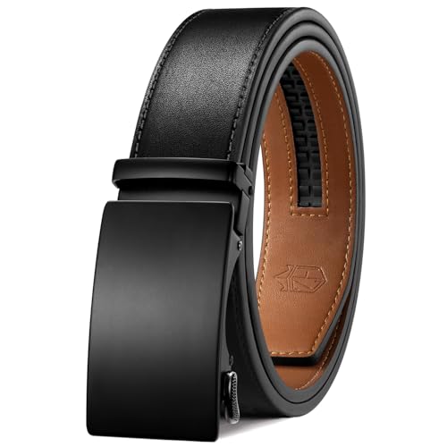 Image of Zitahli Belt Men,Leather Ratchet Belt for Men Dress Casual Every Day with Adjustable Buckle,Trim to Fit For Gift