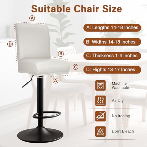 Image of PU Leather Bar Stool Covers with Backs, 2 Pack Stretch Waterproof Bar Stool Chair Covers Washable & Comfortable Barstool Covers Slipcovers with Back for Pub /Counter /Dining Room Decoration (Cream)