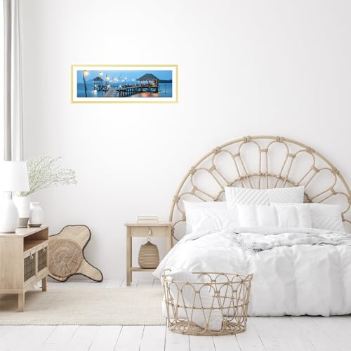 Image of JCJMY 12x30 Picture Frame with 9x27 Mat, Display Photo 9x27 with Mat or 12 x 30 Without Mat, Wall Hanging Large 12 by 30 Poster Frame with Plexiglass, Gold