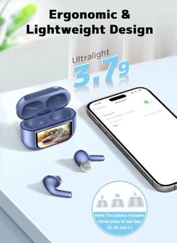 Image of Bucephalus Wireless Earbuds, Ear Buds Active Noise Cancelling with Smart Charging Case, Bluetooth 5.4 Headphones, 48H Playtime & Bass Stereo Sound, Compatible with iPhone, Android, Pad - Navy Blue