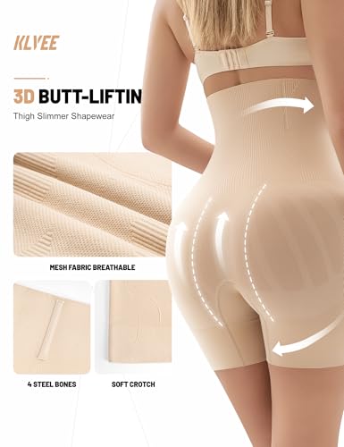 KLVEE Shapewear for Women Tummy Control, High Waisted Body Shaper Shorts Butt Lifting Thigh Slimmer Shapewear Under Dress3