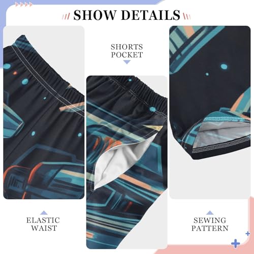 ZZXXB Space Spaceship Boys Long Pants Soft Trousers Elastic Waist Kids Lounge Bottoms with Pockets S-XL4